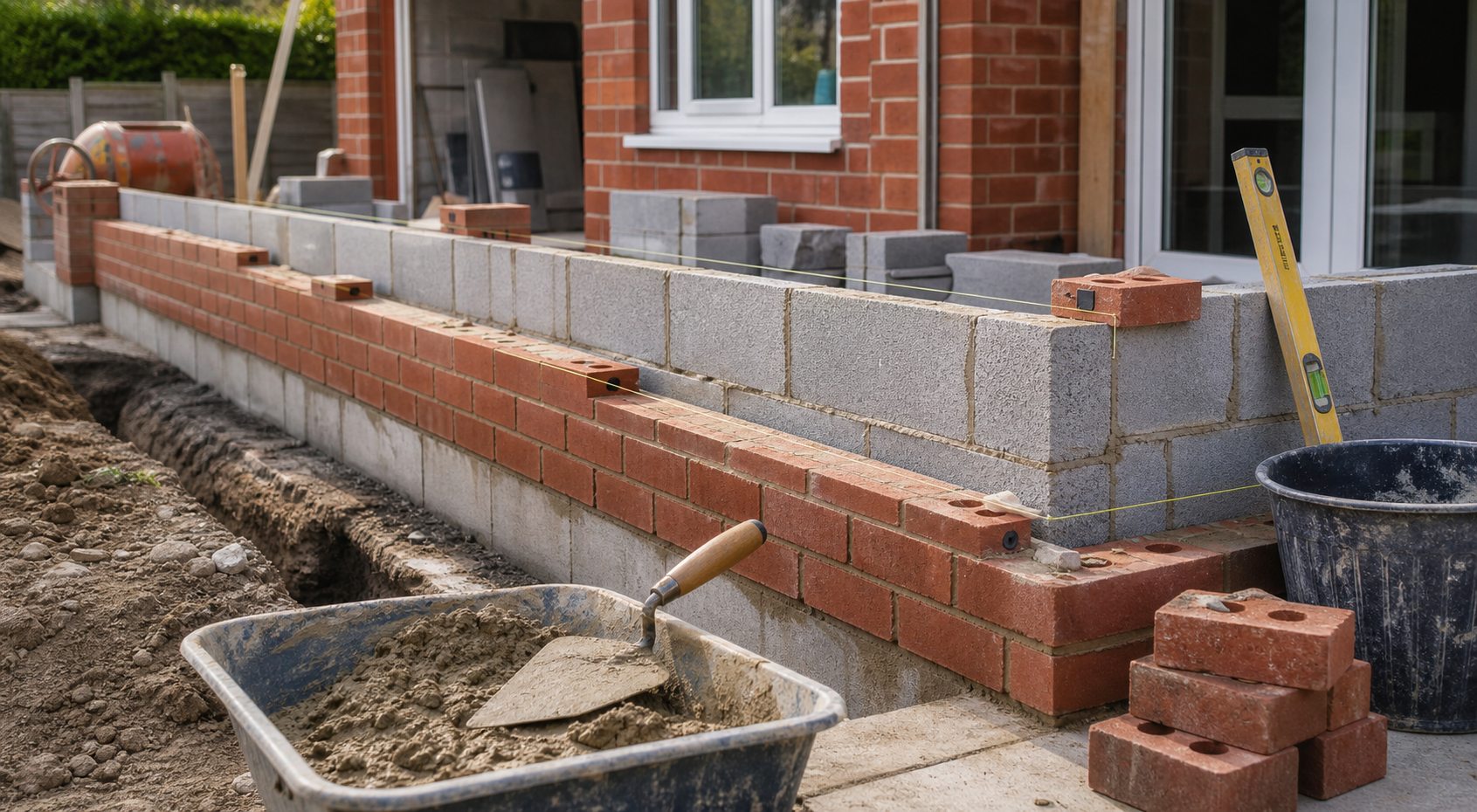 Brickwork and blockwork on a domestic building project